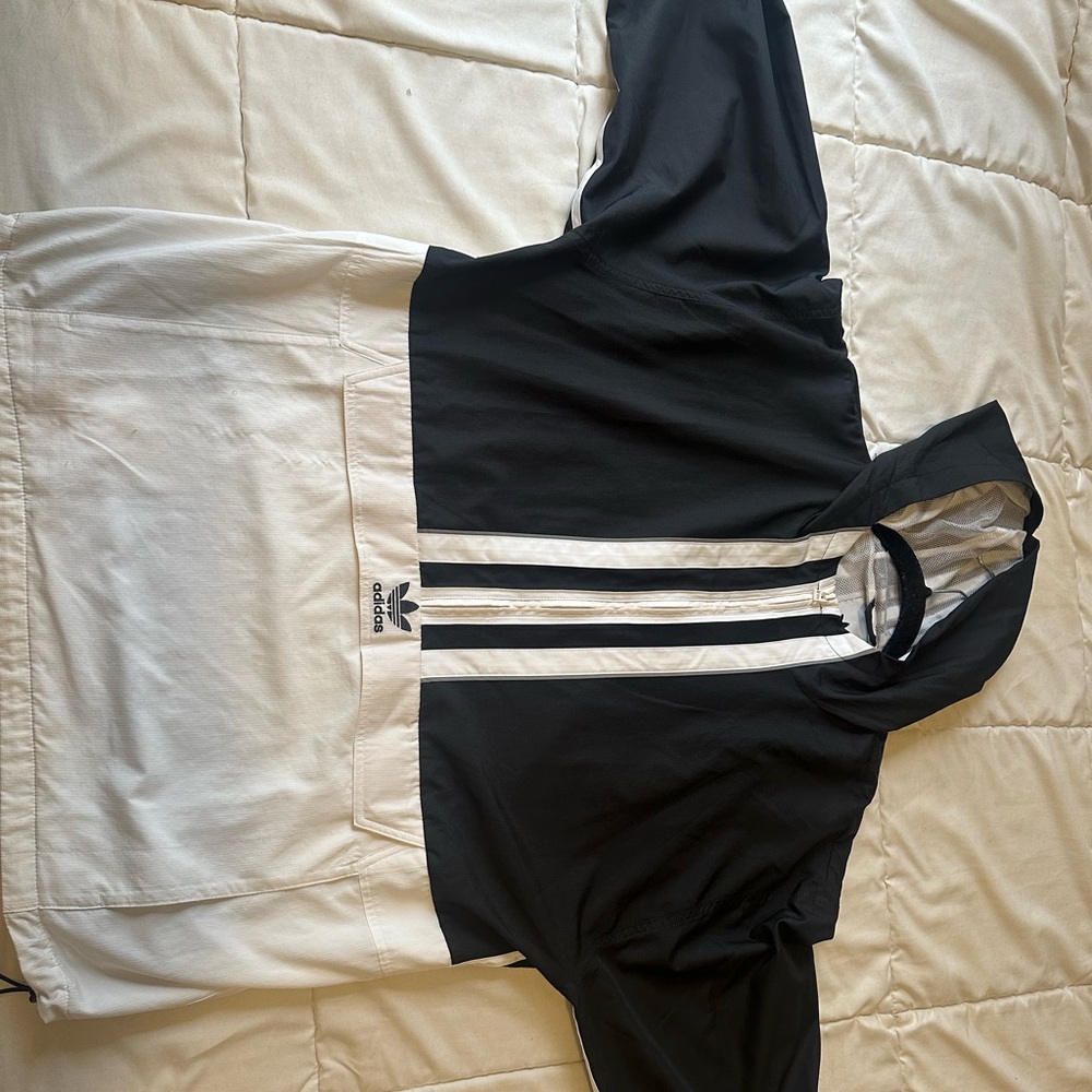 White and Black Adidas Windbreaker